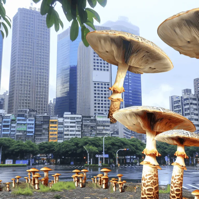 가오슝 도심에 등장한 대왕 버섯 폭우 뒤 자연의 선물